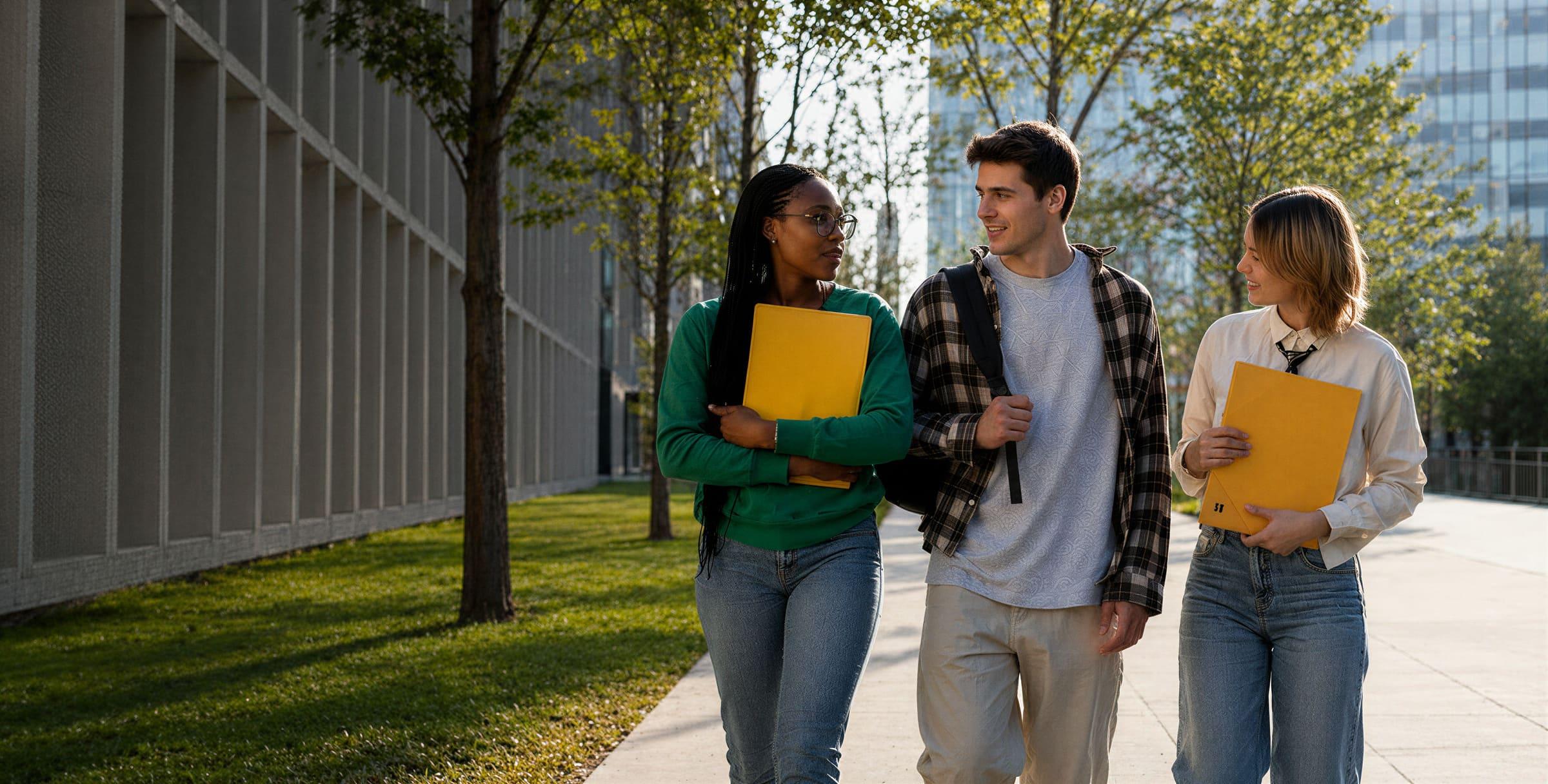 Students walking together on a school campus